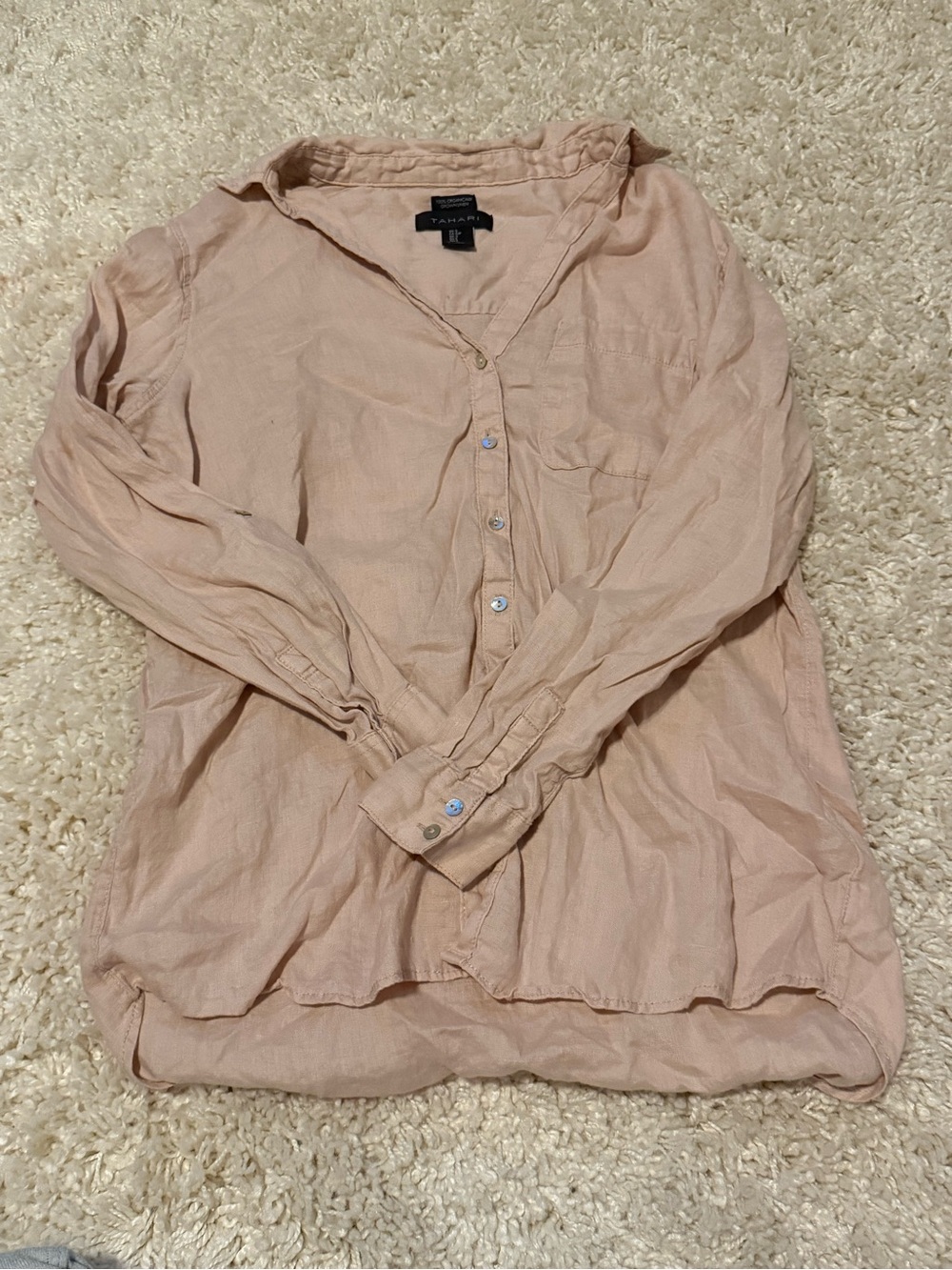 Tahari Women's Button-Down Shirt in Light Peach